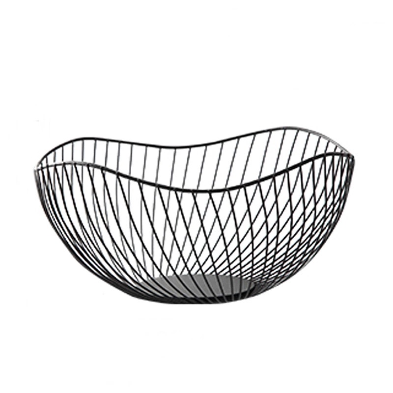 Nordic-style iron wire fruit basket, creative lotus leaf irregular edge, simple modern iron work fruit basket, snack and fruit plate Item Picture