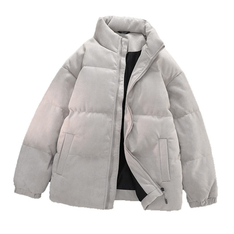 Customizable LOGO thickened suede cotton jacket for both men and women, loose cotton coat, breaded jacket, stand-up collar coat Item Picture