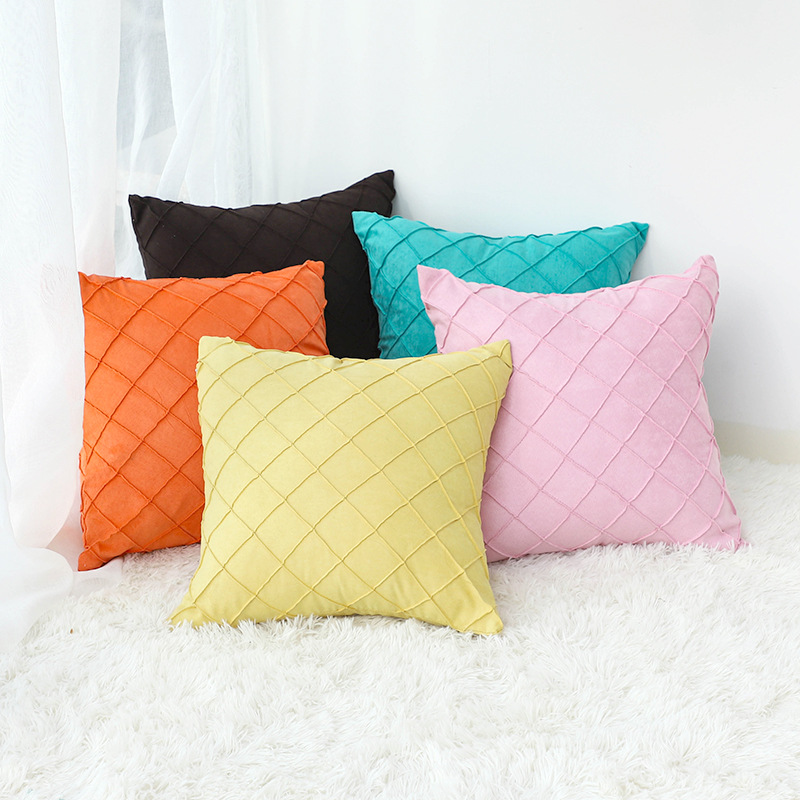 Diamond-shaped suede pillowcase, solid color square simple pillow, office sofa waist pillow, home decoration cushion Specification image