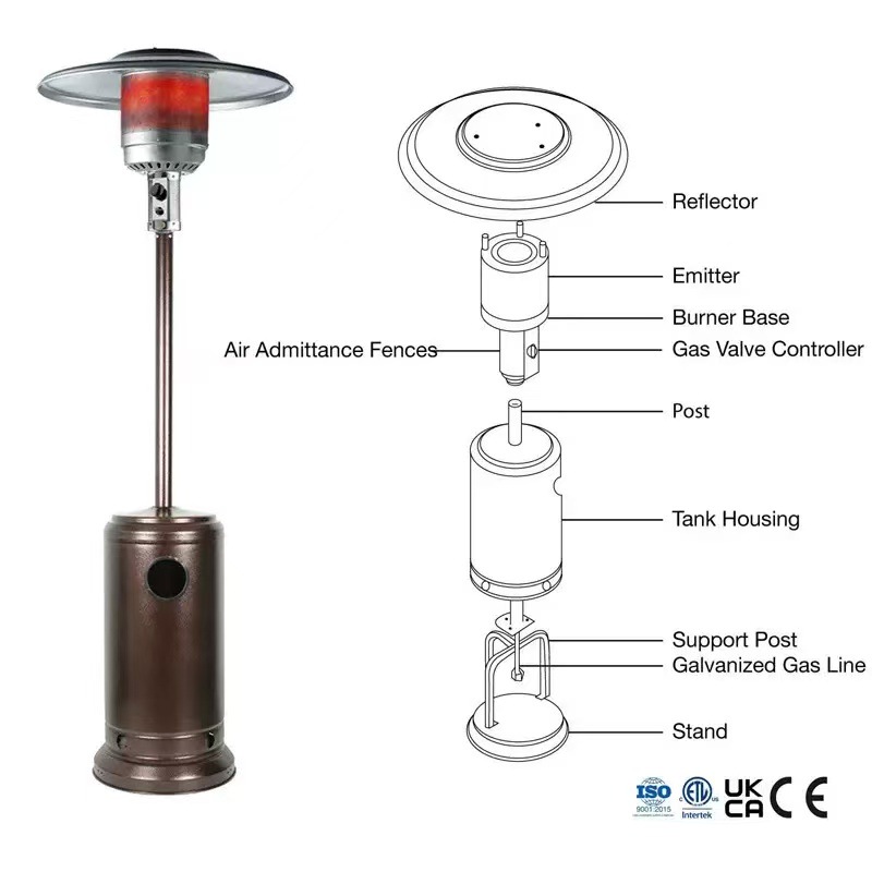 Mobile outdoor natural gas heating stove, factory workshop heating stove, large-area hot air stove, umbrella-shaped heater