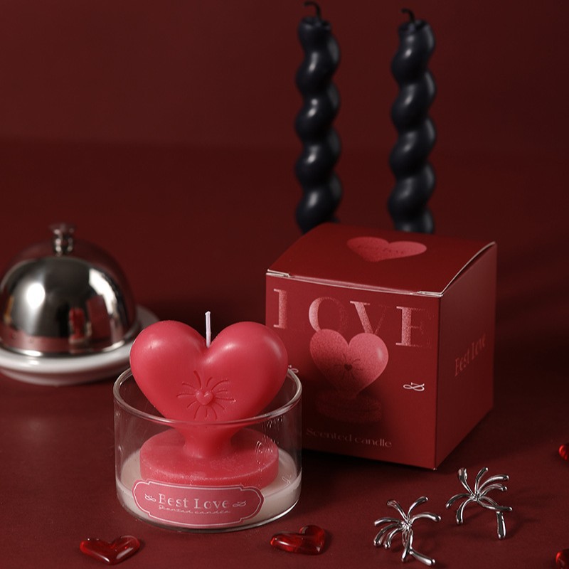 Cross-border aromatherapy candle cup Valentine's Day heart-shaped wax glass base Cup 520 Anniversary Photo Romantic wedding Specification image