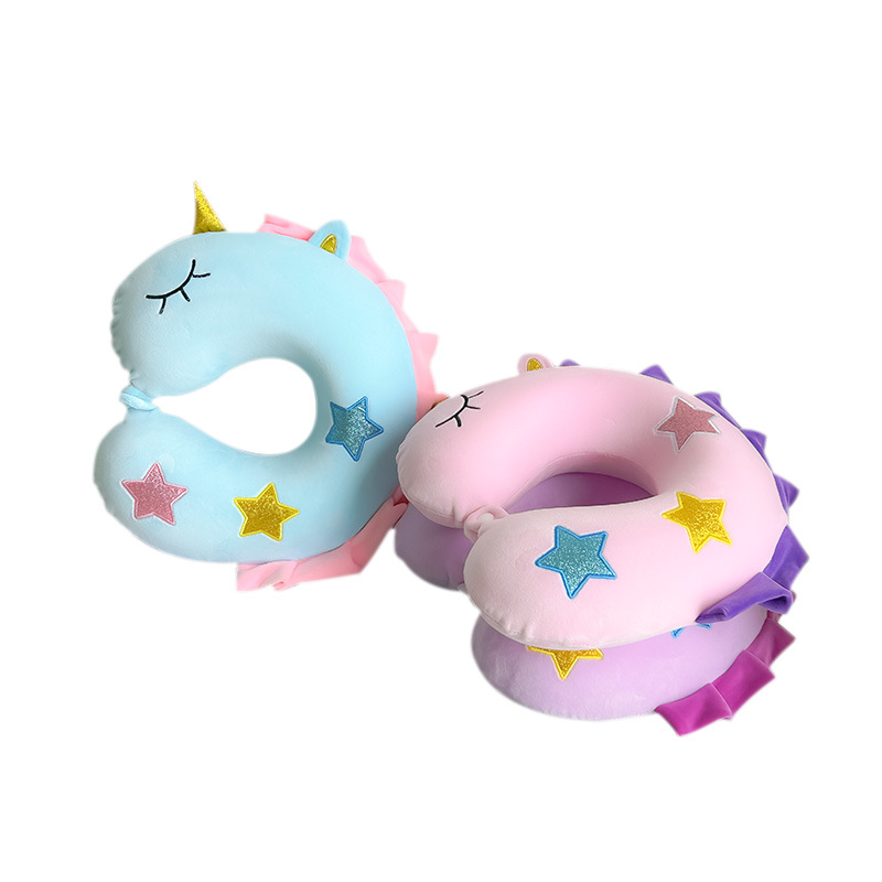2023 New Cross-border cute Cartoon memory foam Unicorn U-shaped pillow Office Nap Neck Protector Embroidery Travel Item Picture