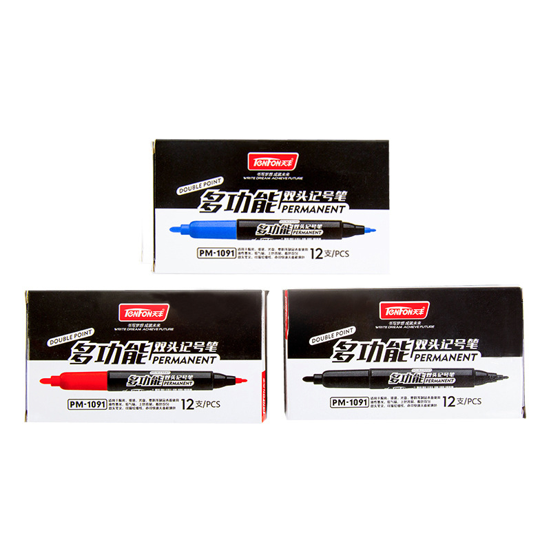 Factory direct supply of double-headed marker pens, oil-based markers, Tianfeng 1091 small marker pens details Picture