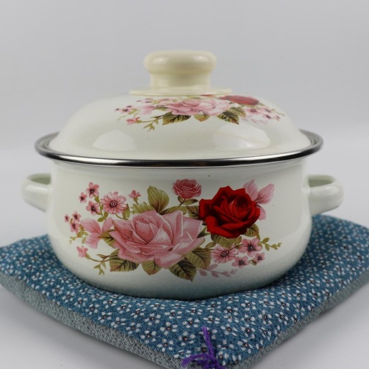 Enamel soup pot, thickened enamel pot, double-ear stew pot, noodle cooking pot, milk pot, enamel lid basin, soup pot with enamel lid