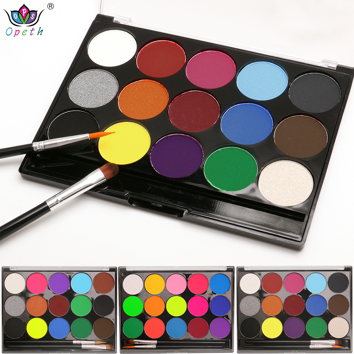 Cross-border water-soluble face color, 15-color body painting paint, model face color, Halloween facial makeup, water-based face color details Picture