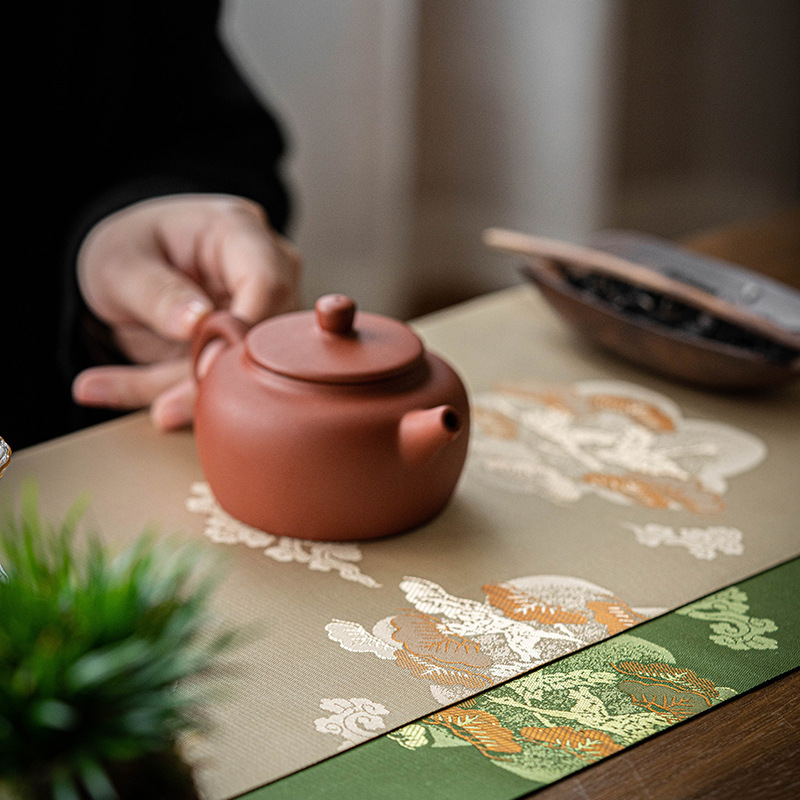 云松织锦茶布禅意茶桌布茶席日式茶道茶垫布小茶席棉麻茶垫茶盘垫细节图