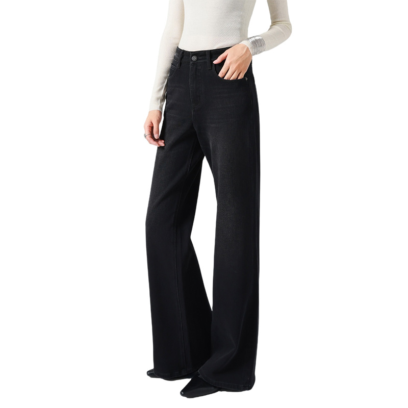 Marca de lujo homología/cintura alta jeans mujer negro gris pierna ancha micro trompeta pantalones rectos sueltos 25 otoño nuevo slim Item Picture