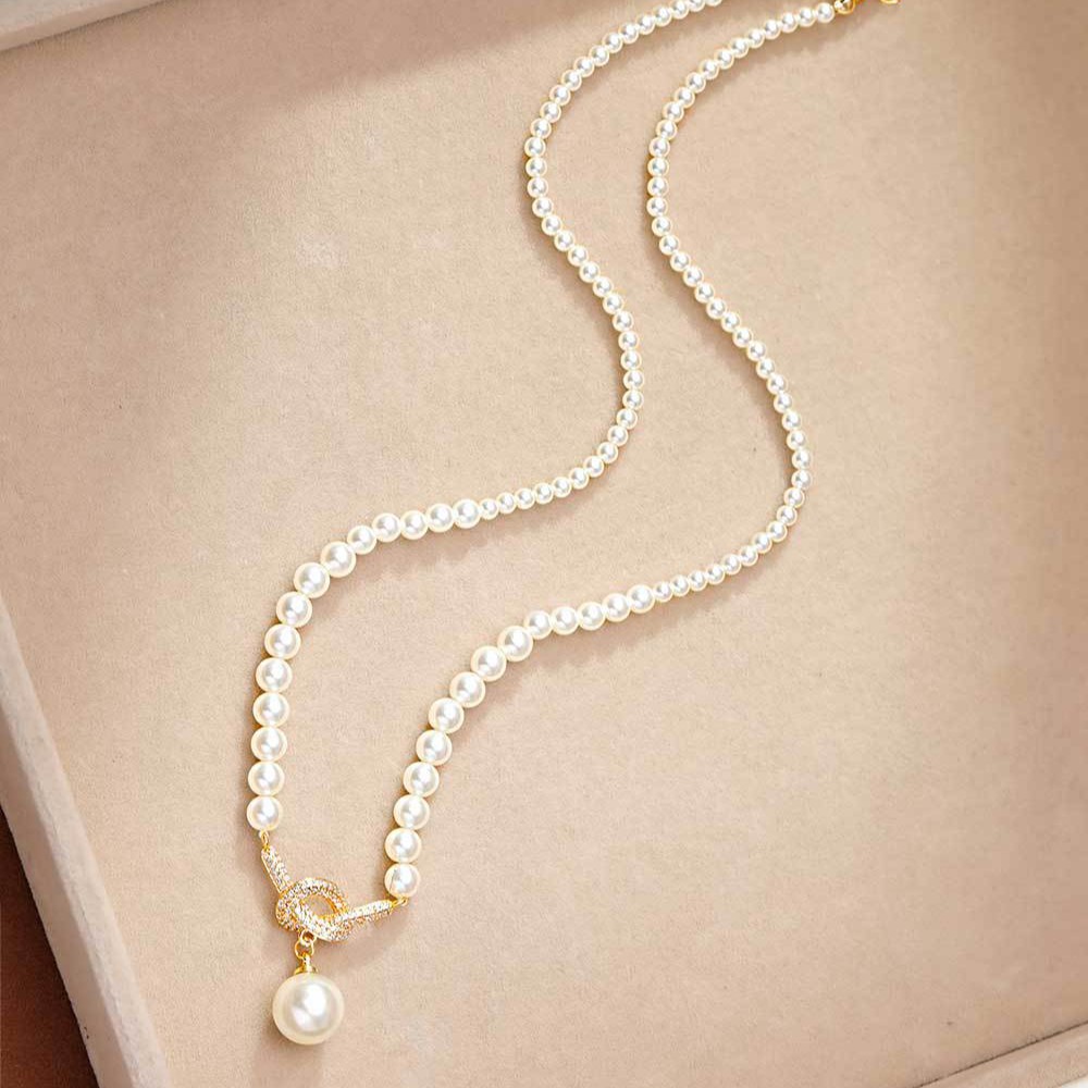 Hyacinth shijiazheng round collar de perlas de vidrio alto sentido luz lujo moda delicada temperamento clavícula cadena colgante gargantilla accesorios Application Scenario