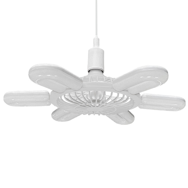 U型6叶灯LED折叠叶子灯E27螺口飞碟灯宽压遥控调光风扇灯可调光白底实物图