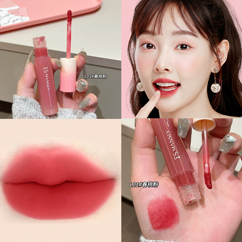 Mansili matte Comfortable Cloud Lip Gloss, with an air mist feel, is light, lively, elegant and sweet, marking the beginning of a girl's heart flutter details Picture