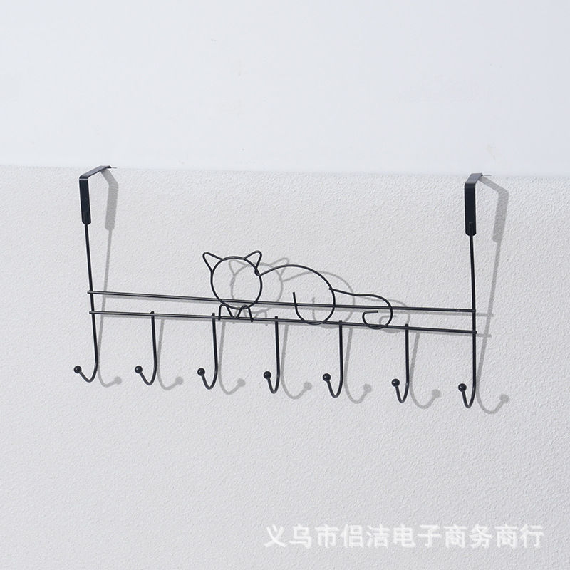新款创意铁艺门后挂钩衣帽收纳置物架免钉门背式承重铁艺挂衣钩