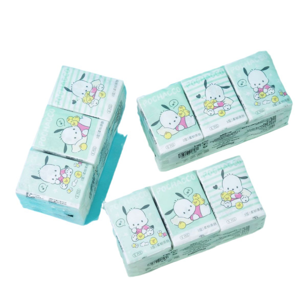 Sanrio officially authorized nine-pack printed handkerchief paper, portable tissues, cute student small pack napkins and facial tissues Item Picture