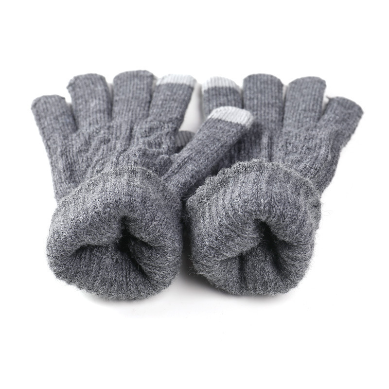 Winter touch screen warm gloves for men and women, Korean style versatile cold-proof outdoor skiing, cycling and fitness knitted woolen gloves Specification image