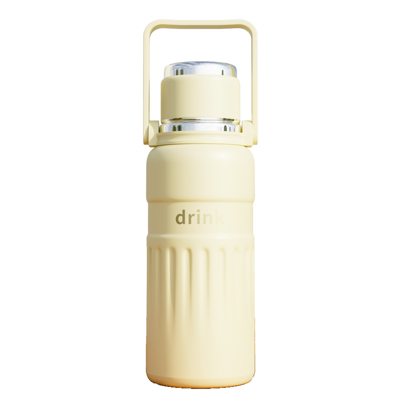 Insulated cup, stainless steel large-capacity water cup, engraved on the back with a straw for direct drinking, student outdoor water bottle, gift tea cup Item Picture