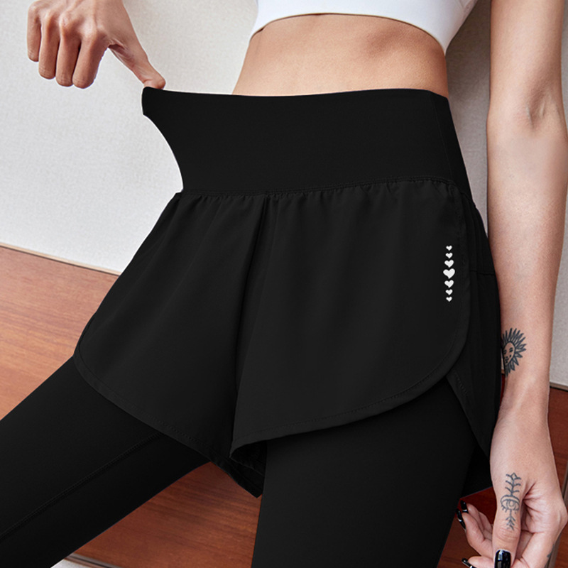 Two pairs of high-waisted and hip-lifting sports and fitness mascots, yoga pants, elastic skirt for running, yoga clothes, women's pocket long pants