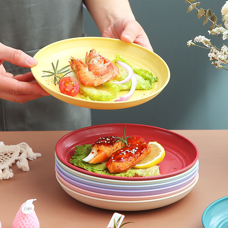 小麦秸秆跨境餐盘耐摔牛排盘高颜值零食盘批发食堂盘 details Picture