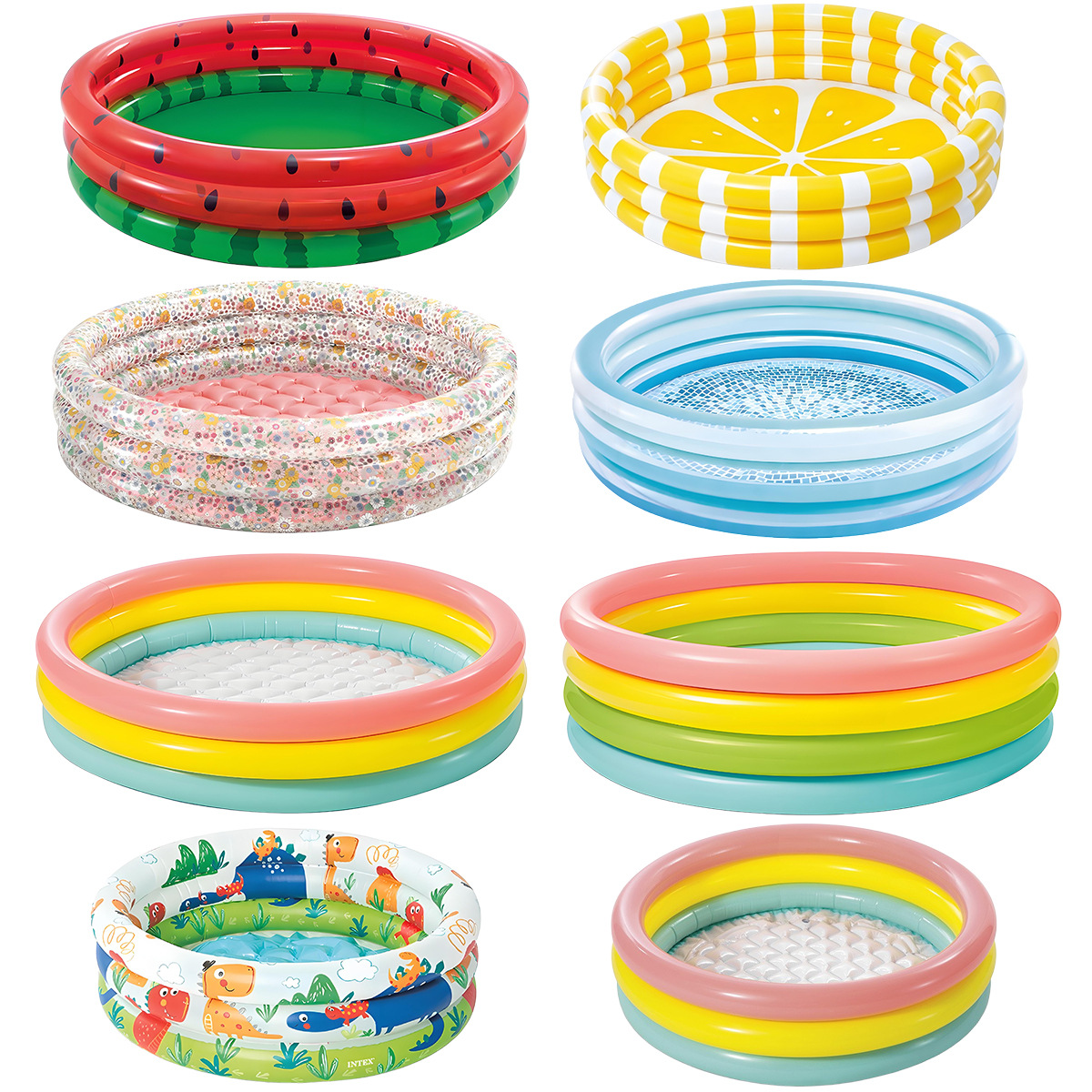 INTEX58432婴儿童充气游泳池家庭大号海洋球池家用宝宝三环戏水池