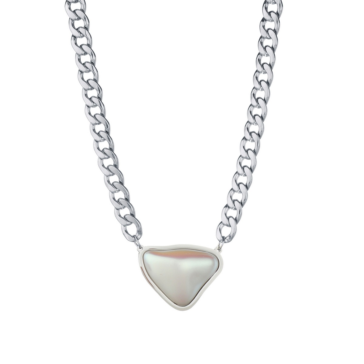 Cross-border supply, thick collarbone chain, heart-shaped gemstone necklace, pendant, European and American hip-hop street accessory factory direct sales Item Picture