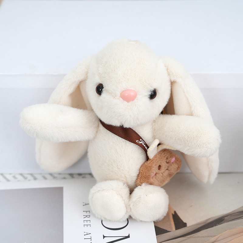Wholesale of long-eared rabbit figurines, toy pendants, cute little dolls, keychains, plush claw machines, bags and backpacks details Picture