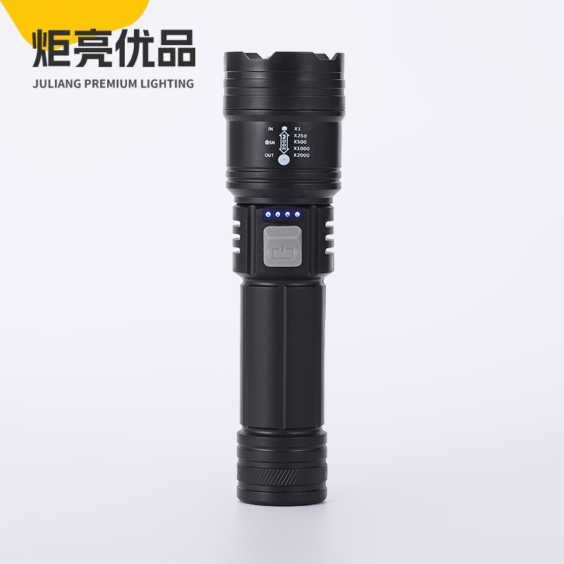 The new jy-908 high-power white laser flashlight with multi-functional digital display details Picture