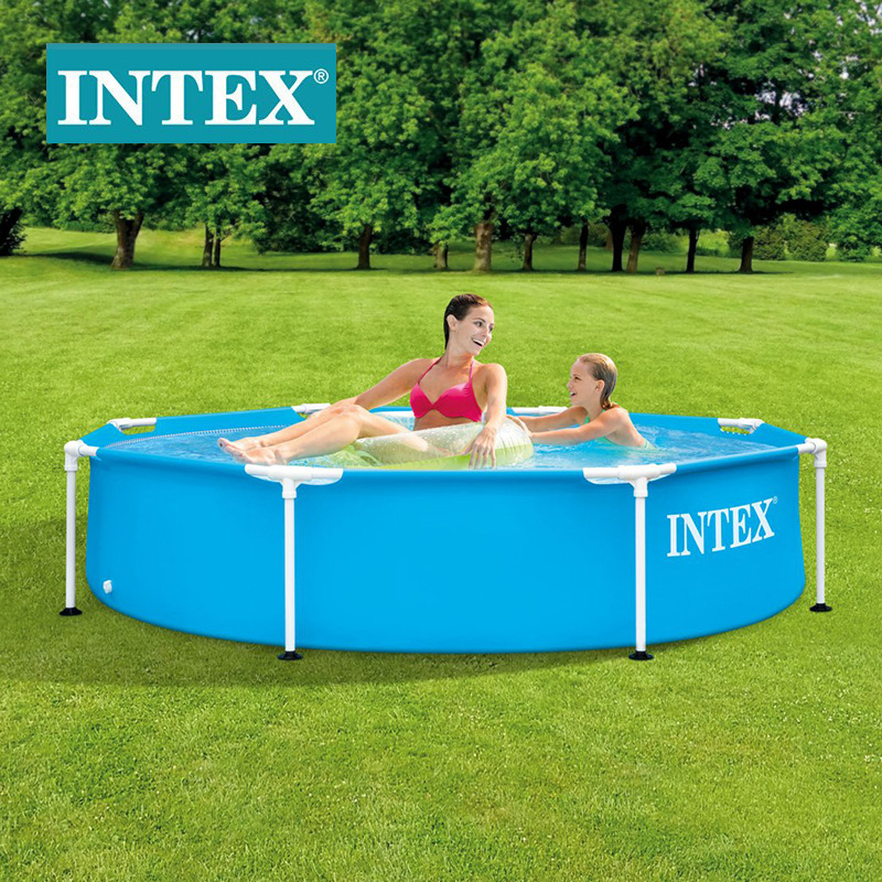 INTEX28205 Family swimming pool, 8-foot circular tube frame water pool, children's outdoor frame water play pool details Picture