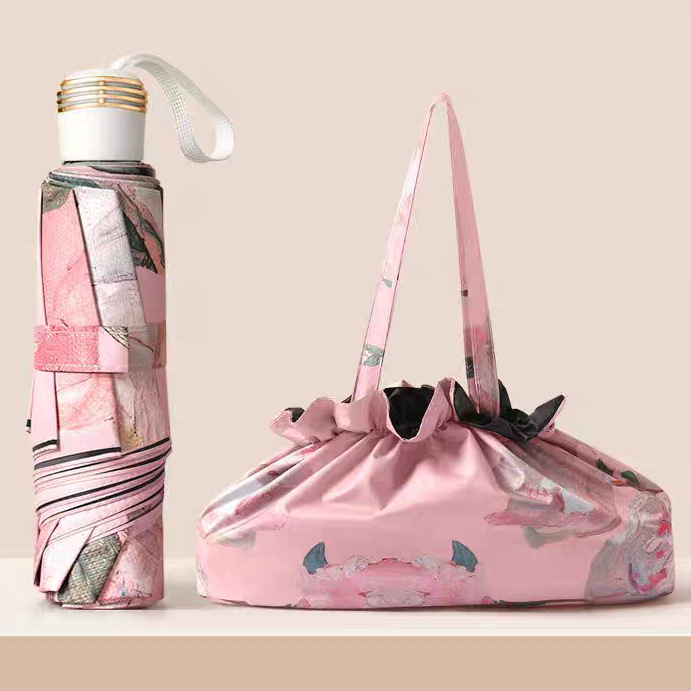 高级感包包折叠伞黑胶伞雨伞批货双层遮阳防晒伞晴雨两用女