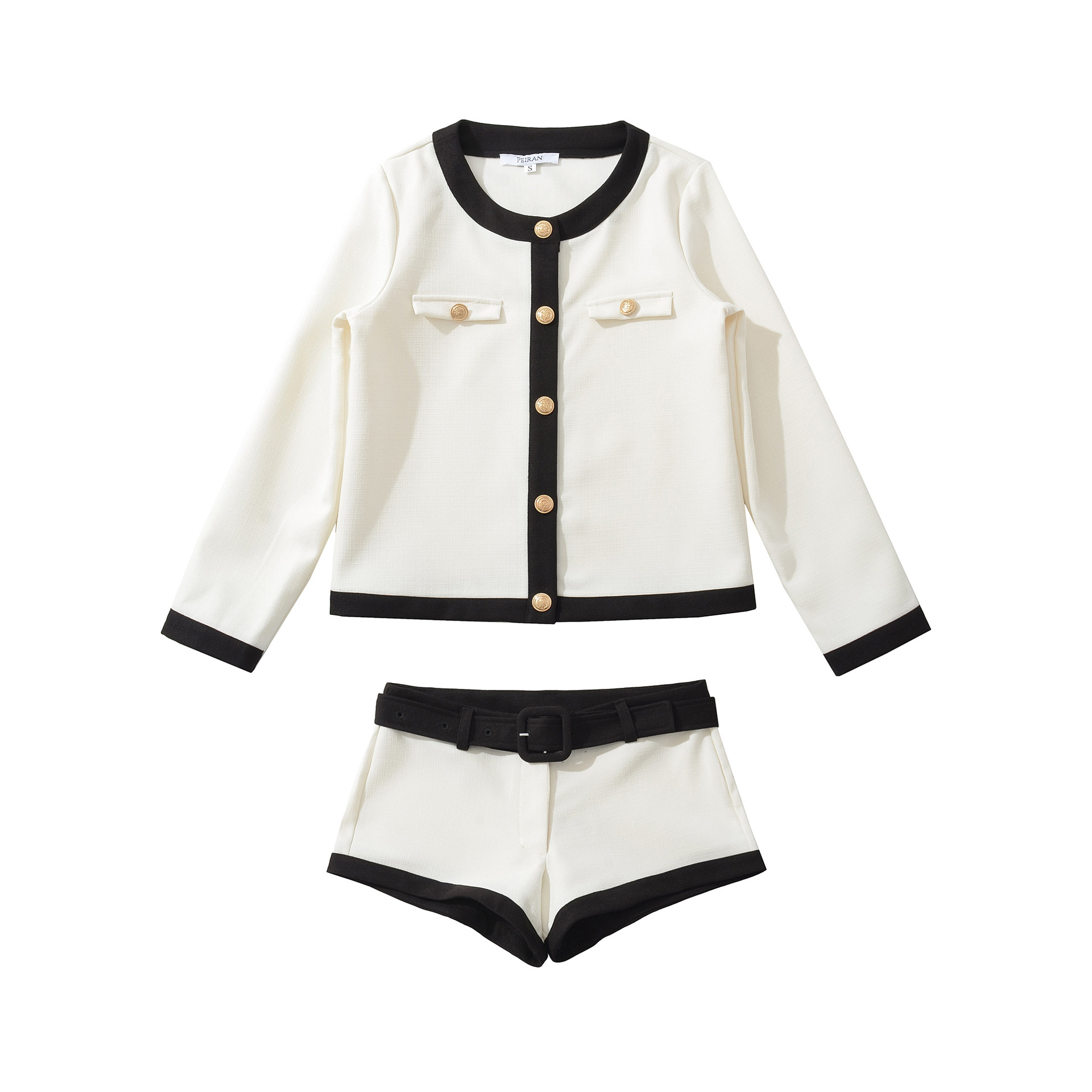 Cross-border women's clothing wholesale 2025 New style Chanel-style cardigan short jacket for women + shorts set full figure