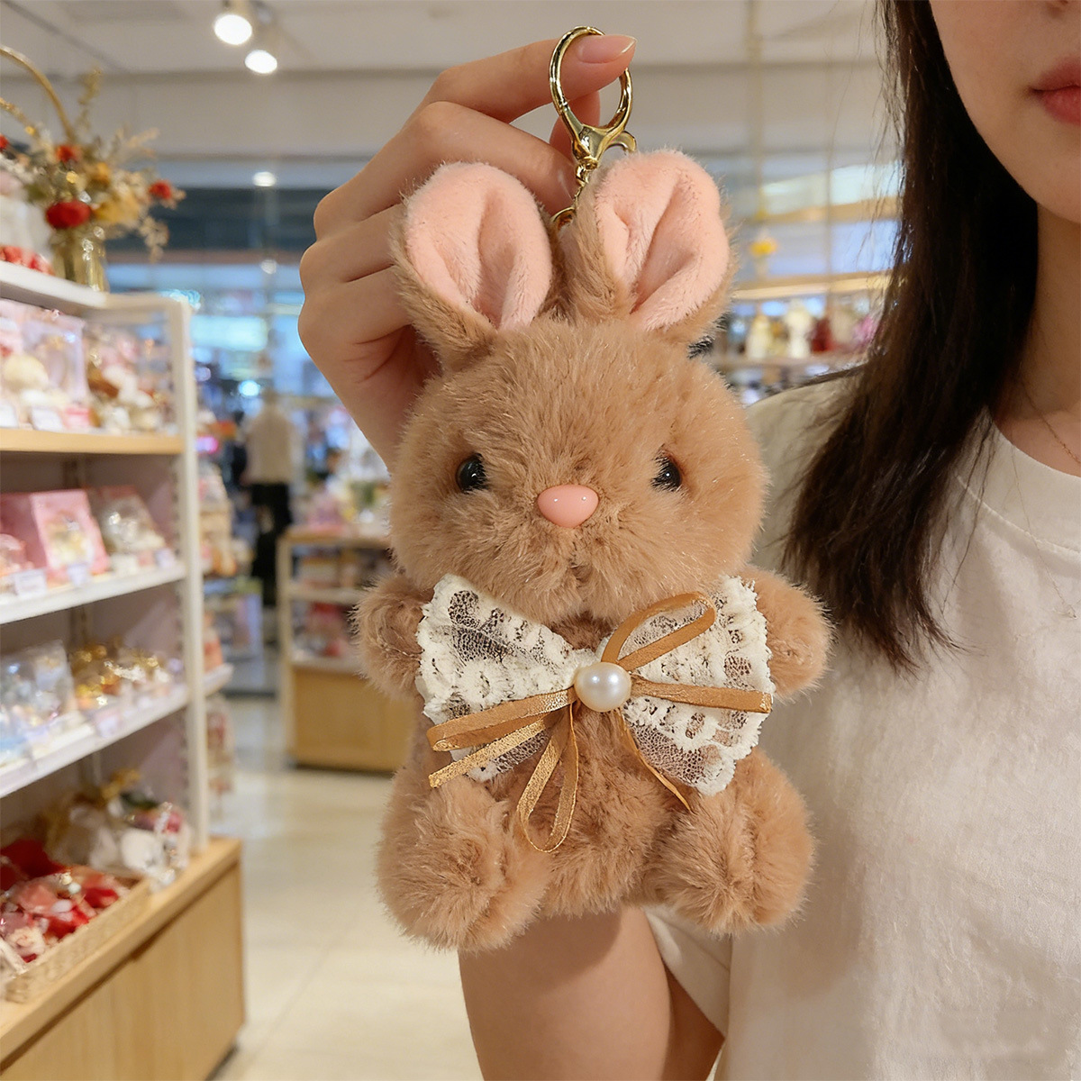 Cute lace bow, little rabbit, bag pendant, small doll, plush backpack, hanging ornament, doll, high-end backpack Application Scenario