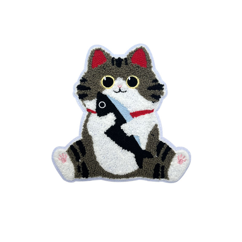 卡通图案时尚毛巾绣猫咪小狗恐龙小鹿布贴儿童衣服辅料补丁绣花贴产品图