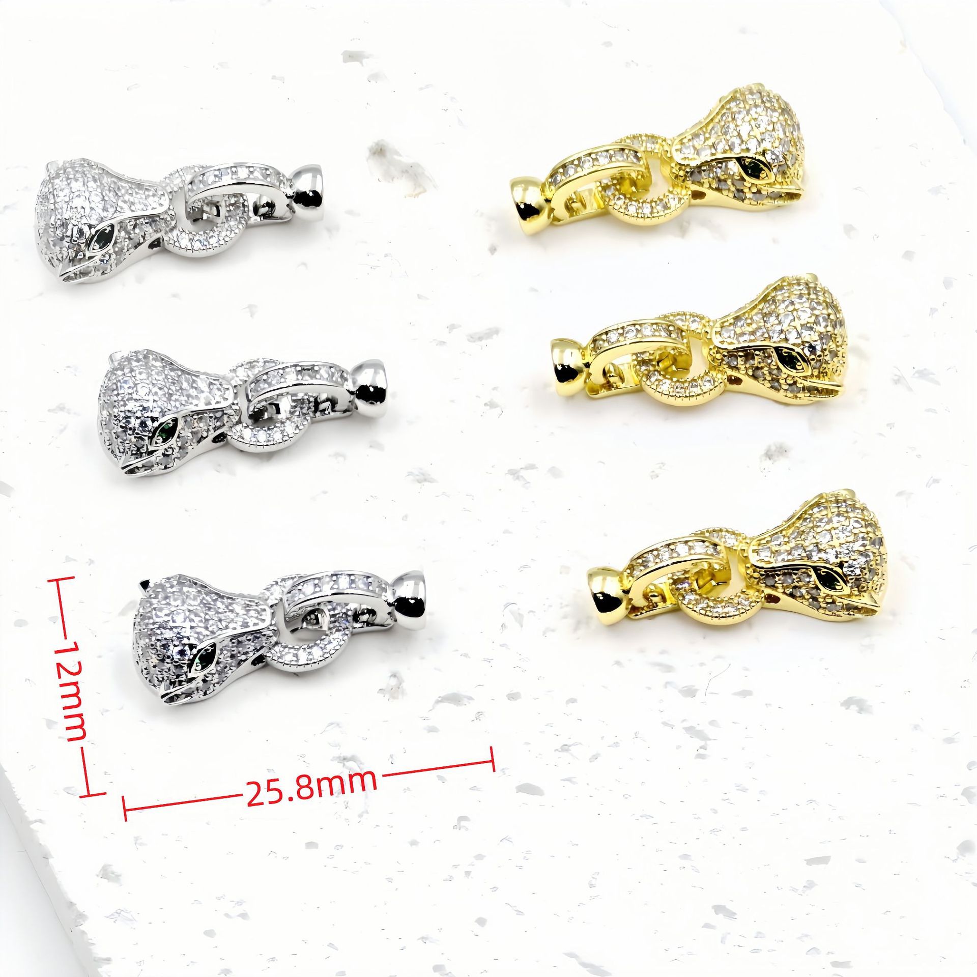 Factory direct sales of 18k micro-inlaid zircon leopard necklace with gold plating and color retention, connecting buckle, bracelet buckle and end buckle DIY accessories Specification image