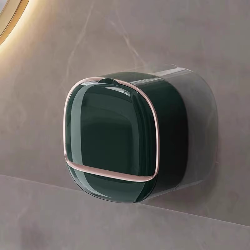 Light luxury soap box, soap box, high-end household storage rack, bathroom, toilet with lid, no need for drilling, wall-mounted draining Specification image