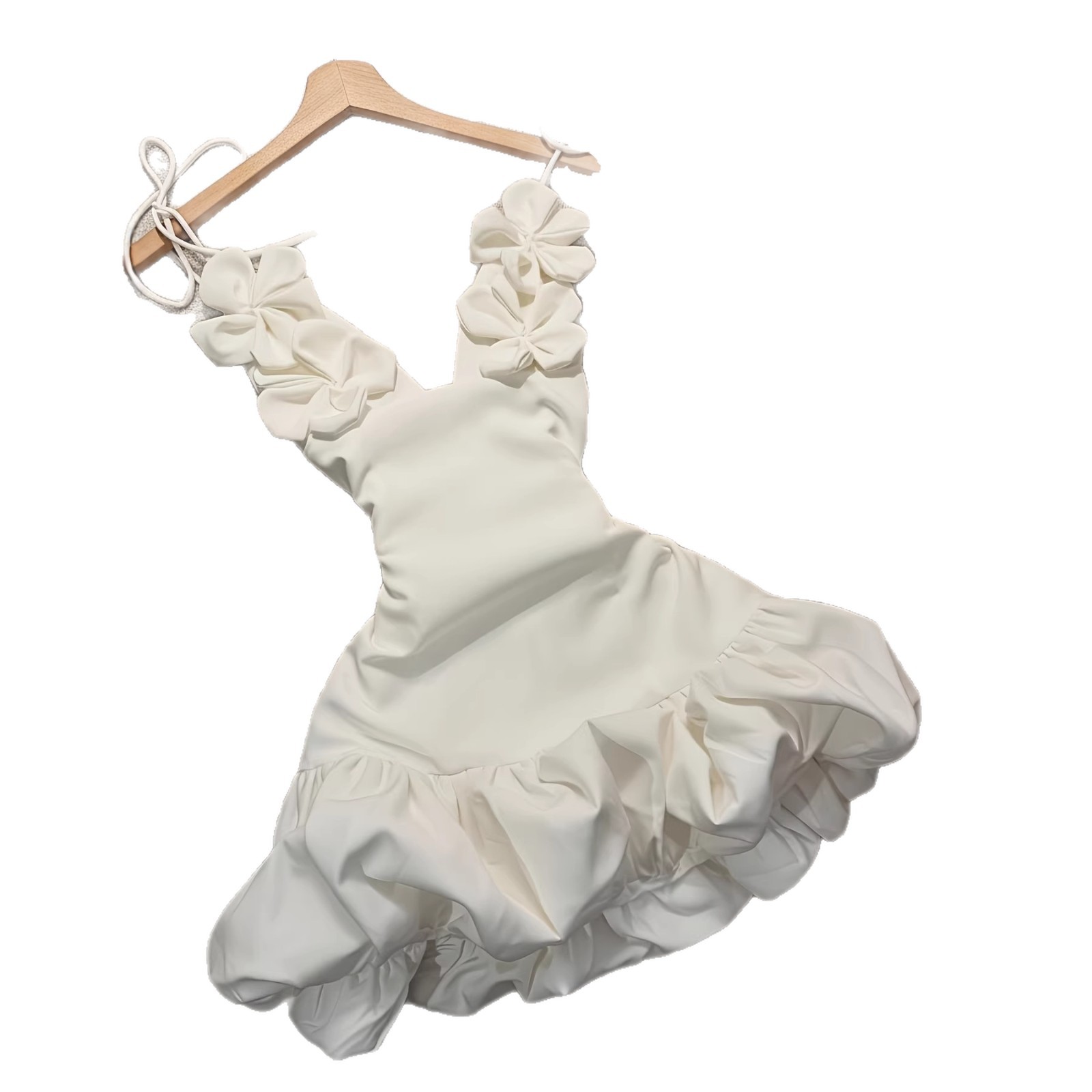 Cross-border foreign trade women's clothing Valentine's Day party, gathering and evening dress, sexy flower bud flower halter vacation dress Item Picture
