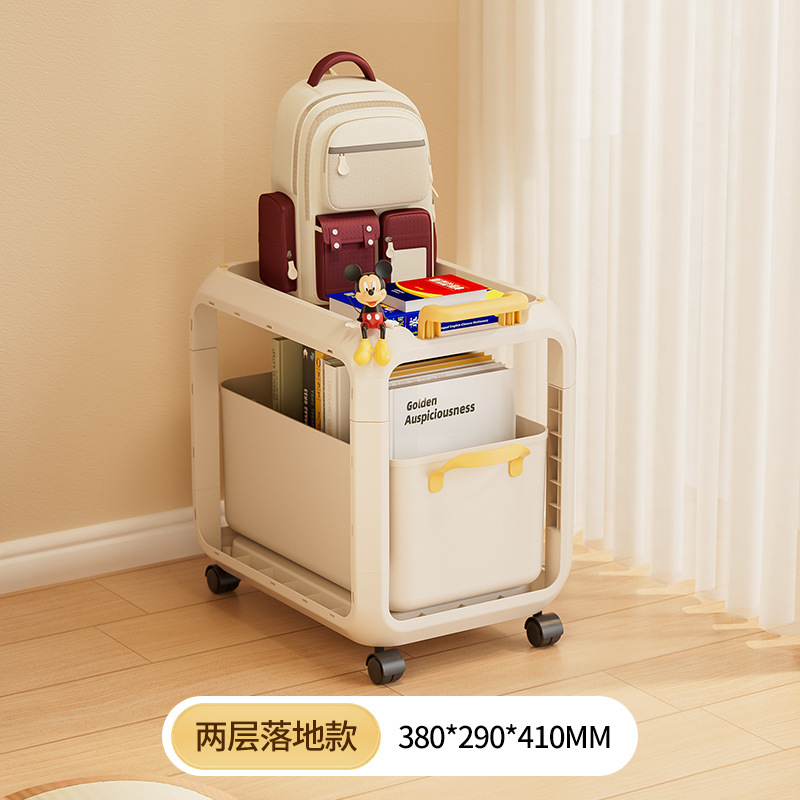 Schoolbag storage rack with wheels, movable bookshelf, a must-have for placing under the desks in student dormitories, and a children's desk storage rack Application Scenario