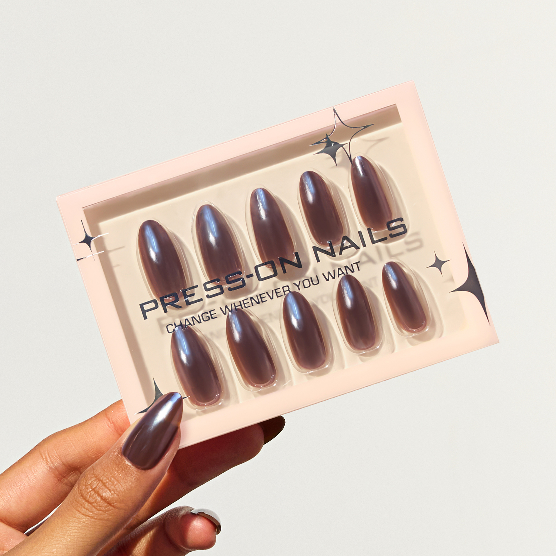 30-piece brown coated wearable nails for export, custom nail plates, high-end cross-border fake nails and nail art wholesale factory in the US region Specification image