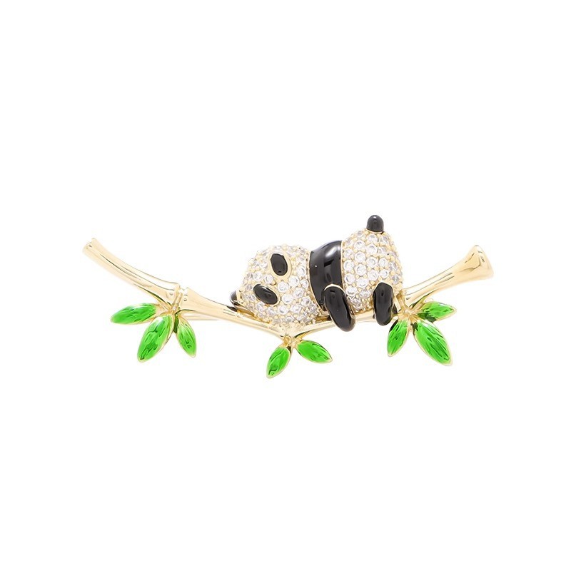 Cute panda brooch for women, Chinese style, high-end sense, corsage rising steadily, niche cartoon pin, anti-glare accessory Item Picture
