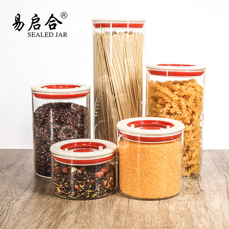 New negative pressure pull-out storage tank cylindrical press storage tank, kitchen grains and dried fruits storage sealed tank details Picture