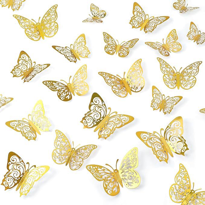 Amazon's best-selling 3D hollowed-out butterfly metallic texture butterfly wall decoration home living room three-dimensional stickers Application Scenario