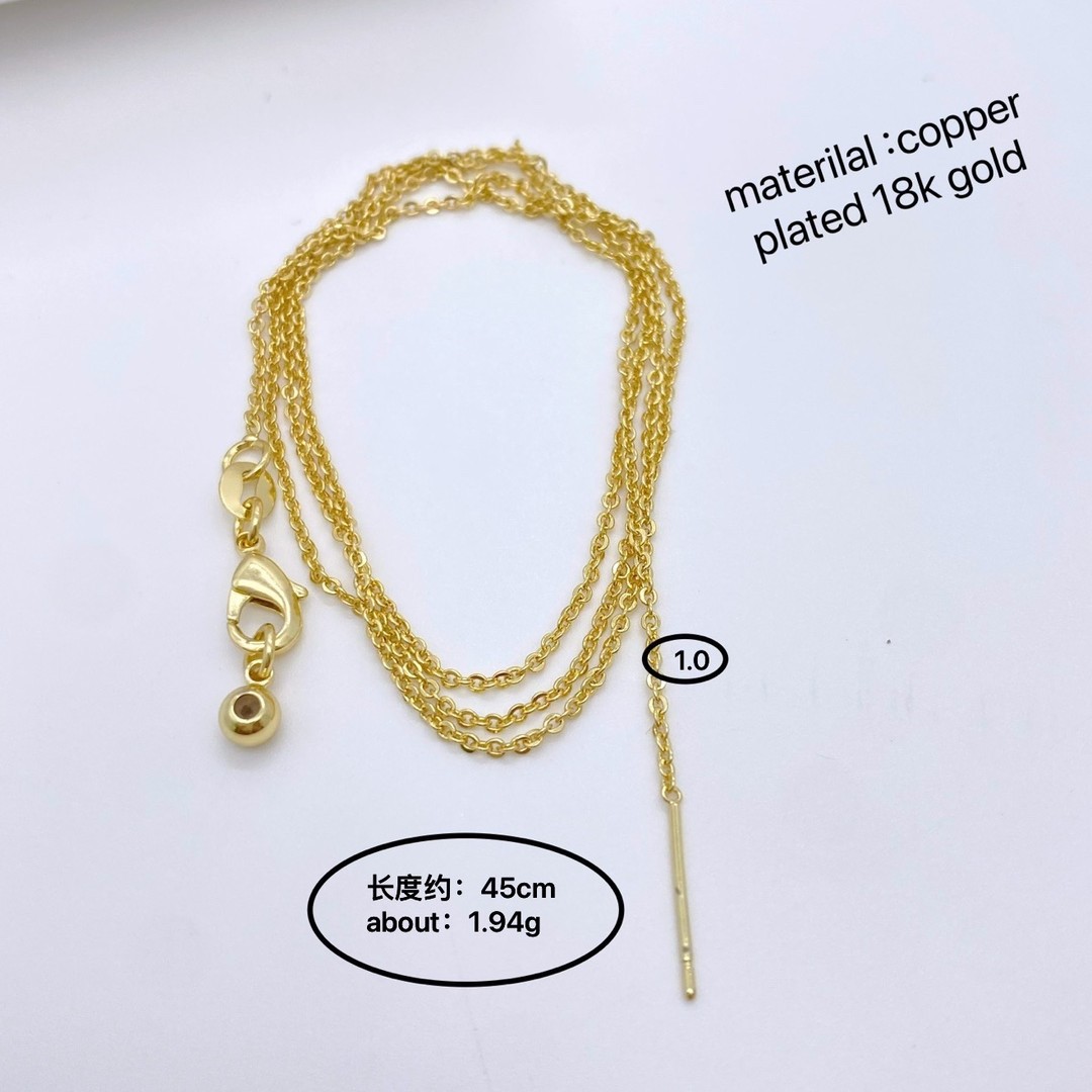 18K gold-plated color-preserving chain, universal chain, adjustable chain, DIY fashionable and versatile O-shaped chain, bead chain, box chain, tight chain details Picture