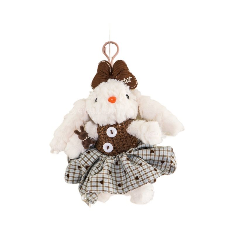 Drooping ear rabbit doll dress, creative plush doll, long-eared rabbit pendant, mobile phone back clip bag, keychain hanging gift Item Picture