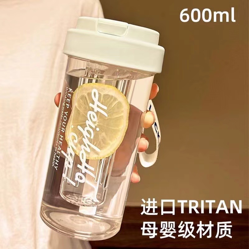简约高颜值Tritan塑料杯女夏天大容量学生杯子耐高温儿童吸管水杯