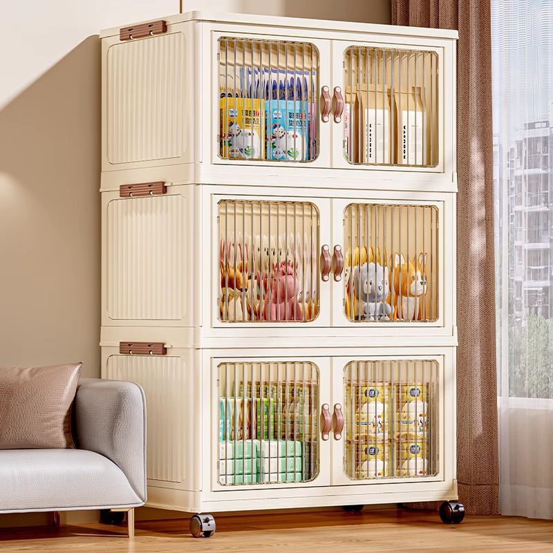 免安装加厚收纳柜折叠置物柜家用多层儿童衣服零食玩具塑料储物柜