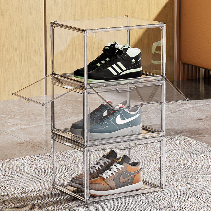 Transparent shoe box, acrylic shoe box, dust-proof magnetic side-opening storage box, shoe box, AJ sneaker storage box Application Scenario