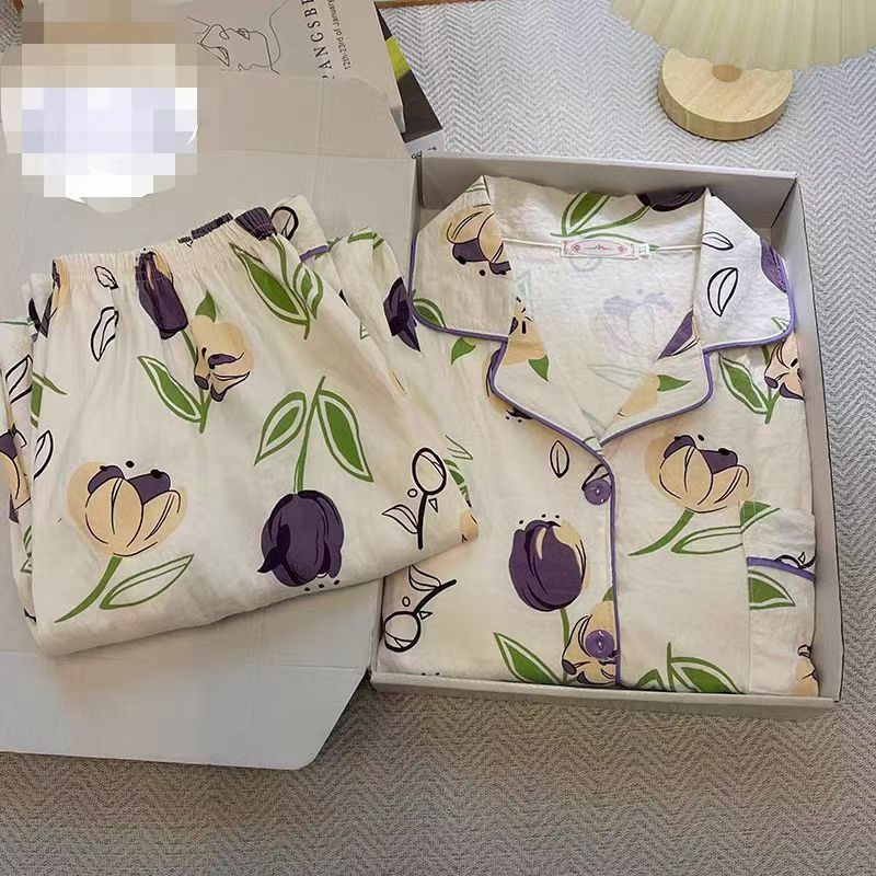 ins韩版秋季新款云朵棉长袖长裤睡衣女宽松卡通少女甜美直播套装细节图