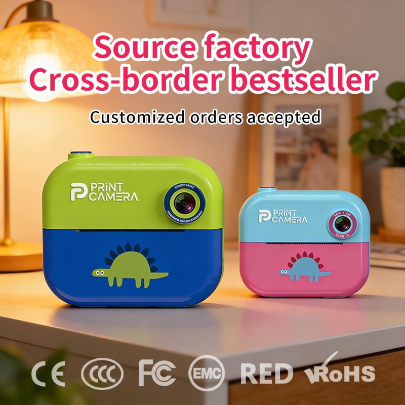 Cross-border new high-definition cartoon photo-taking and printing camera, children's digital dual-camera toy camera with Bluetooth
