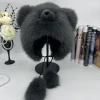 Japanese-style cute bear plush ear-protecting hat, women's winter thickened and fluffy warm hat, versatile cold-proof Lei Feng hat Item Picture