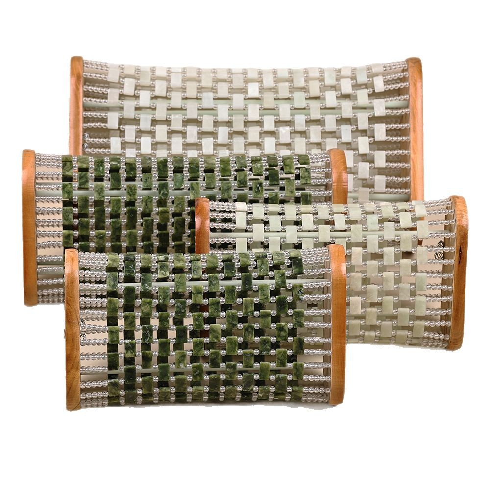 天然玉石枕头岫玉汗蒸保健夏凉透气降温冰凉玉片枕空心颈椎枕白底实物图