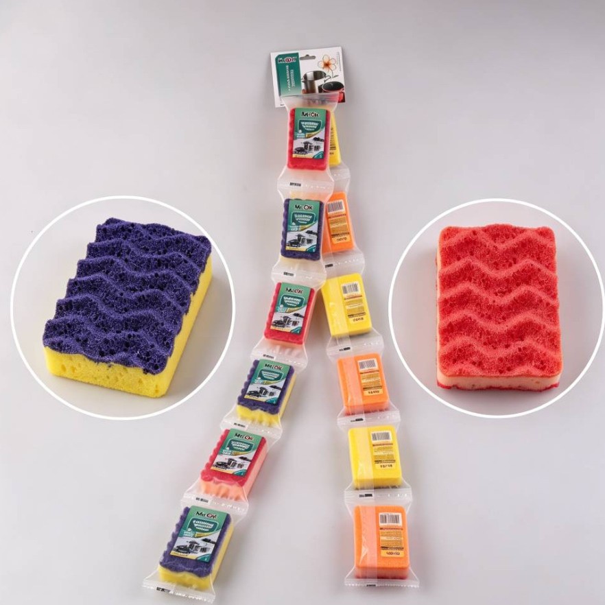 Mr.OK factory direct supply sponge scouring pads, double-sided cleaning sponges, kitchen cleaning sponges, dishwashing sponges, pot scrubbing sponges