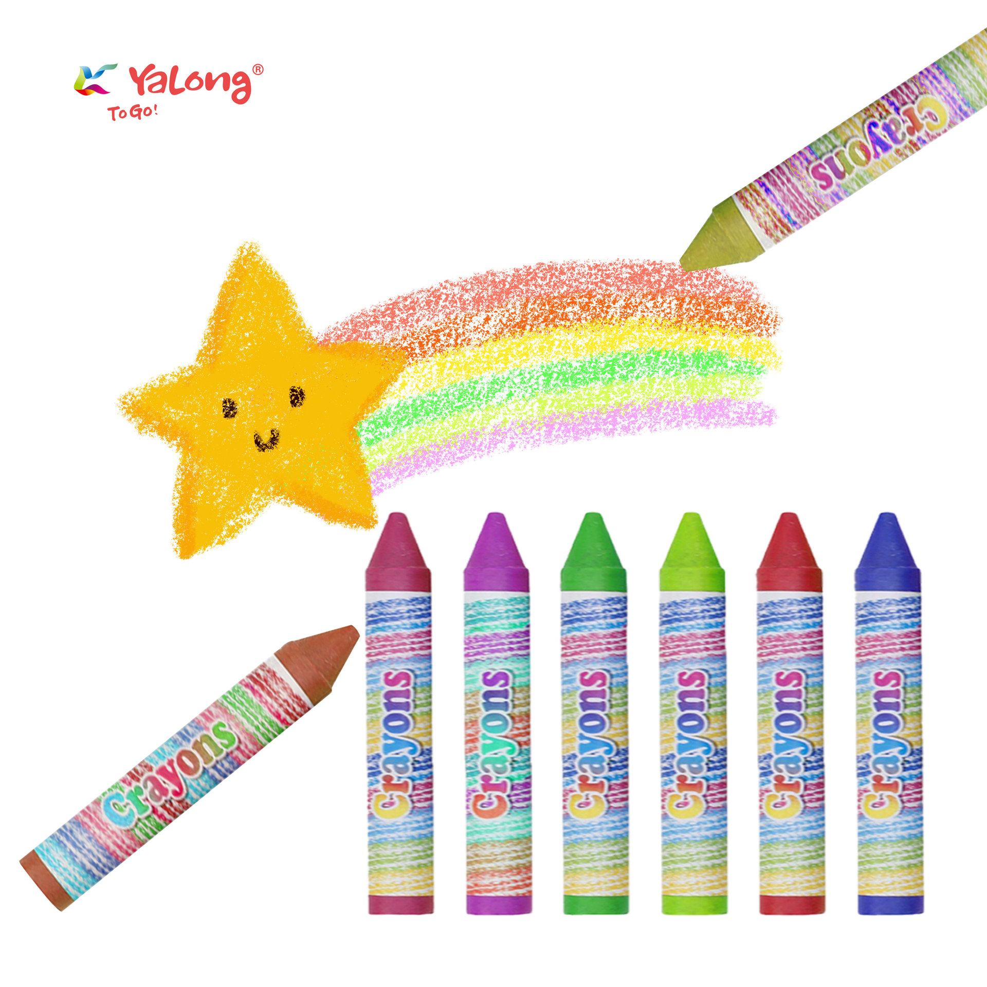 Yalong Cross-border 2023 New high-quality art Products: 8-color giant crayon cartoon Crayon children's set Application Scenario