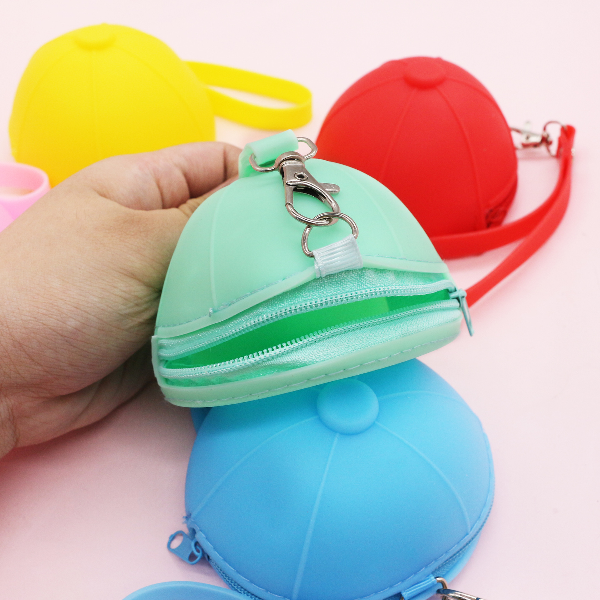 Korean candy-colored hat coin case, silicone cartoon creative zipper wallet, cute coin purse, factory direct sales details Picture