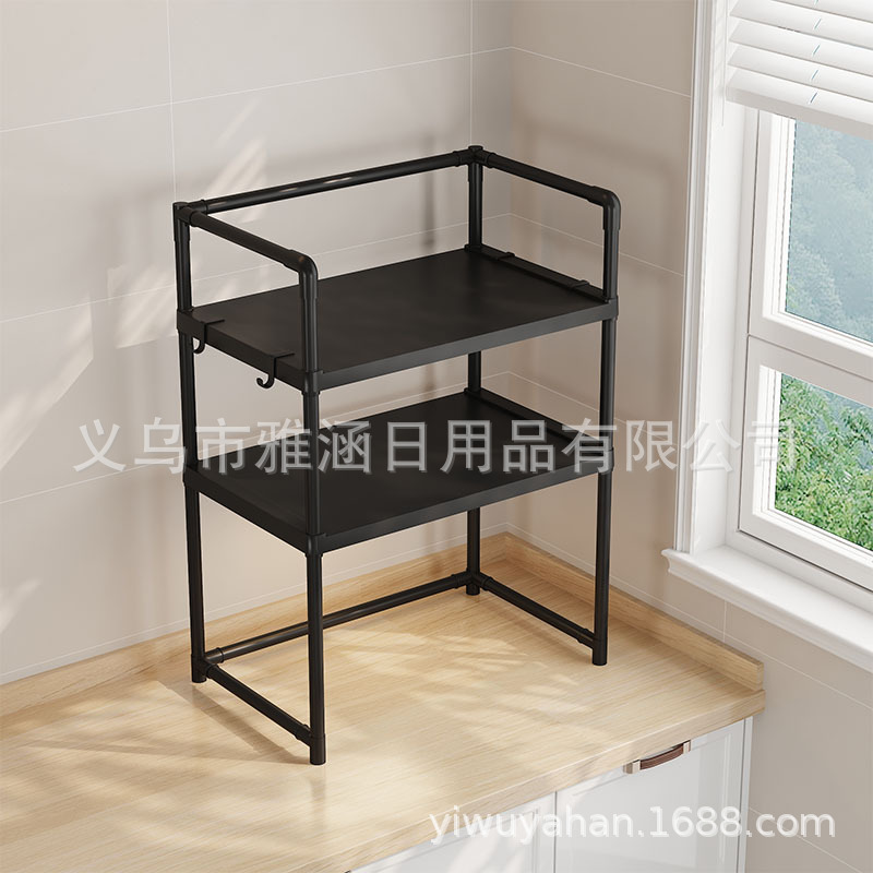 厨房微波炉柜子/不锈钢比利支架/木菜板产品图